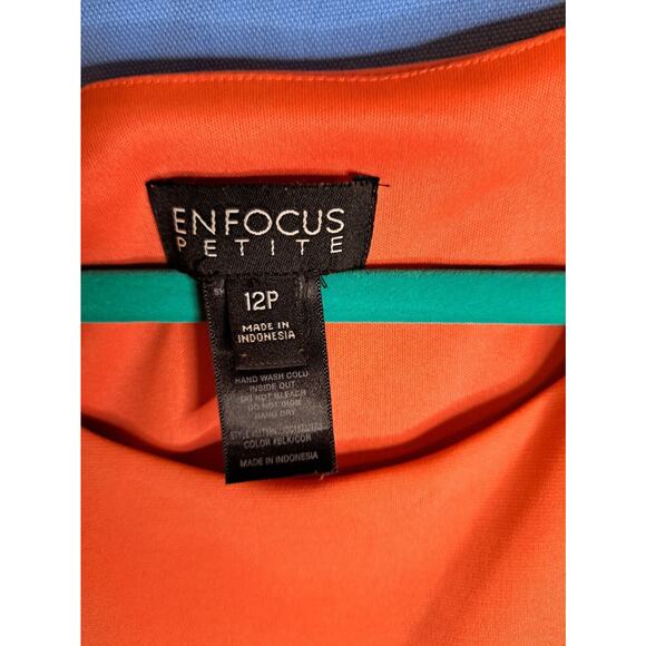 Enfocus Petite Orange and Black Knee Length Dress - Picture 2 of 4